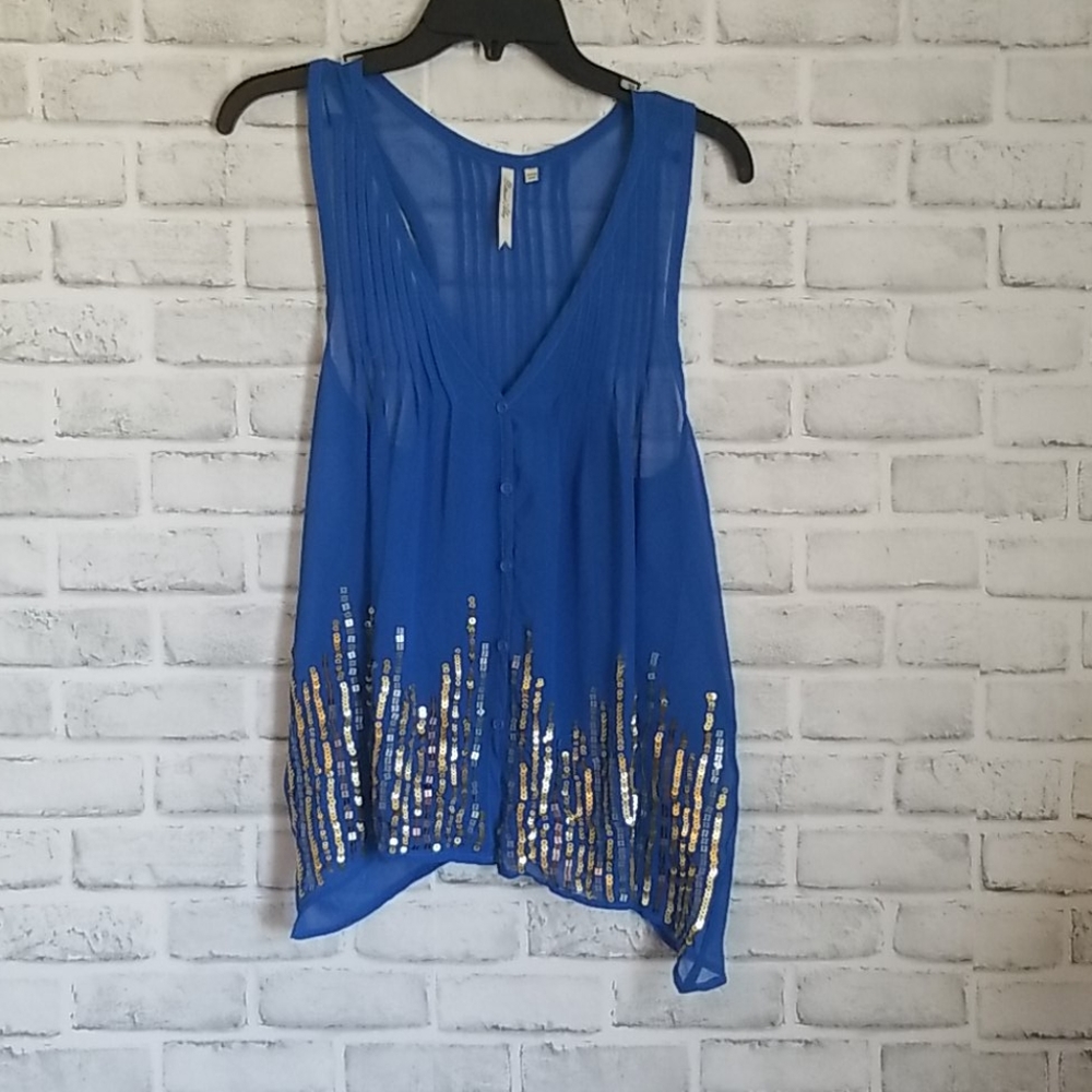 Sleeveless blue blouse sz xs